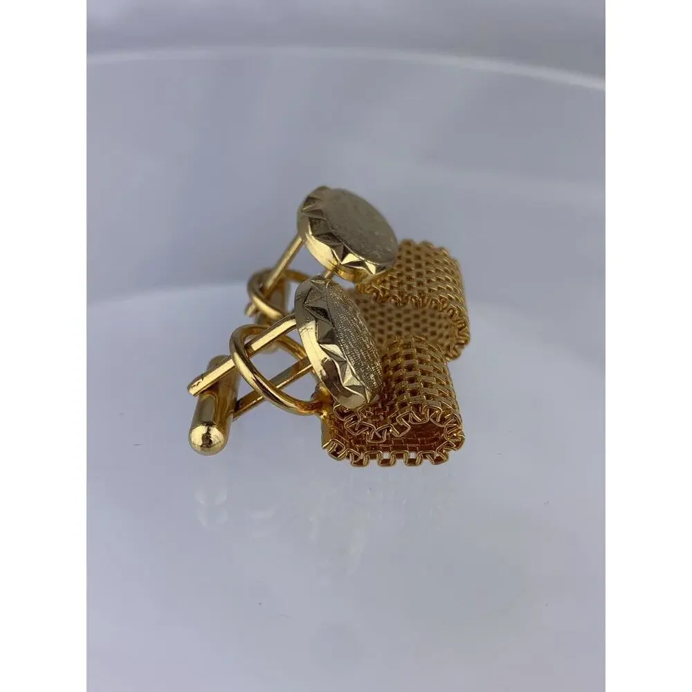 Bottle Cap Wrap Around Gold Tone Cufflinks Oval Modernist Mid Century Vintage